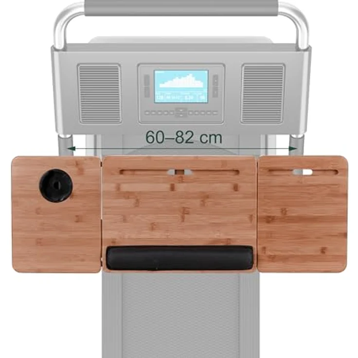 Relaxdays Laufband Schreibtischaufsatz, Laptopständer aus versiegeltem Bambus mit 7 Winkeln, Handy- & Getränkehalter, Natur – Bild 5