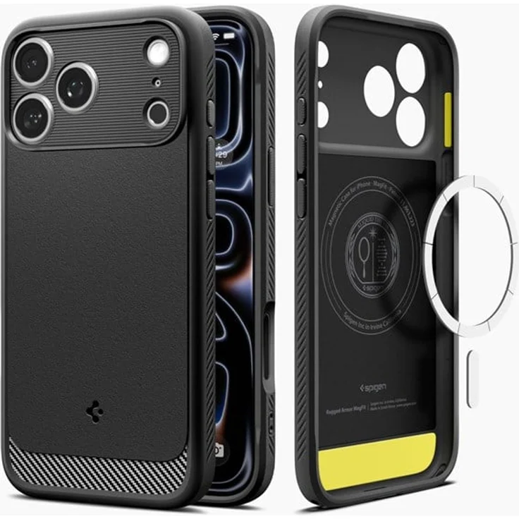 Spigen Rugged Armor MagSafe, Schutzhülle für iPhone 18 Pro Max/17 Pro Max, matte black, mit Air Cushion-Technologie und MagFit-Magneten