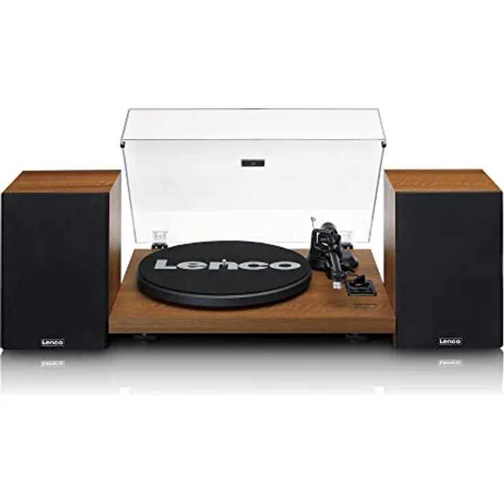 Lenco LS-480 Hi-Fi Plattenspieler mit Bluetooth - Mit externen Lautsprechern 2 x 30 W RMS - Riemenantrieb - Vorverstärker - MDF-Gehäuse - braun