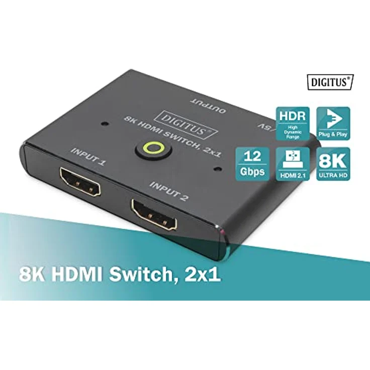 DIGITUS 8K 60Hz HDMI Switch, 1x HDMI-Output, 1x Micro-USB-Output, LED Anzeige – Bild 4