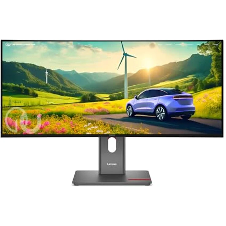 Lenovo ThinkVision P34WD-40, 34 Zoll gebogener LED-Monitor mit 3440 x 1440 Auflösung, 120 Hz, IPS, HDR10 und USB-C, finsternis schwarz – Bild 1