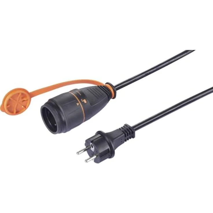 Sygonix SY-6746418 Strom Verlängerungskabel, 5 m Spiralkabel mit Verriegelungsmechanik, Schwarz/Orange, IP44 witterungsbeständig – Bild 2