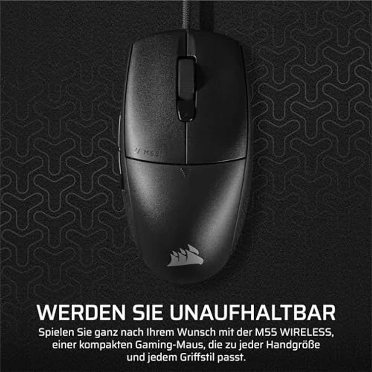Corsair M55 Leichte FPS-Gaming-Maus mit Kabel – 16.000 DPI – Sechs Programmierbare Schaltflächen – Texturierte Seitengriffe – Schwarz – Bild 2
