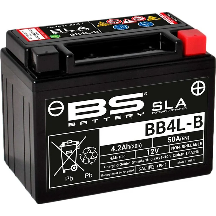 BS Battery BB4L-B SLA Wartungsfreie Batterie, werkseitig aktiviert, 12V, 4,2Ah, auslaufsicher und vibrationsfest – Bild 1