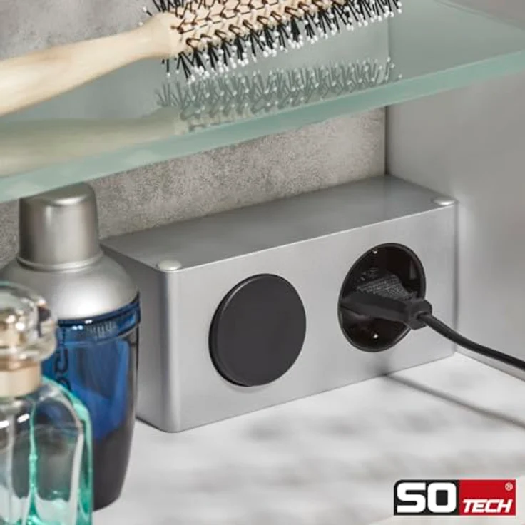 SOTECH Steckdose Powerbox mit Lichtschalter für 12V 10W LED-Beleuchtung, silbergrau – Bild 2