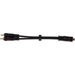 Goobay 50375 2x Cinch Stecker auf 1x Cinch Kupplung, Audio Y Adapterkabel, OFC, zweifach geschirmt, schwarz, 0,2m