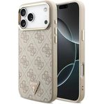 CG MOBILE Guess 4G Triangle Logo Schutzhülle für iPhone 17 Pro Max, kompatibel mit MagSafe, TPU/PC/Kunstleder, Pink/Gold