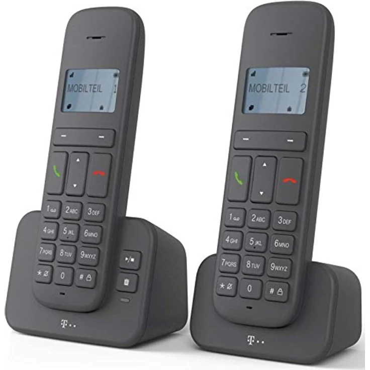 Telekom Sinus CA37 Duo Schnurlostelefon, Dot-Matrix-Display, Anrufbeantworter, Analog-Telefon, anthrazit (40318193) – Bild 2