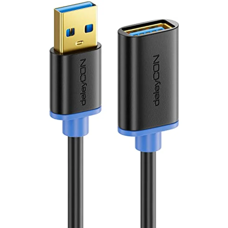 deleyCON 1m USB 3.0 Super Speed Verlängerungskabel - USB A-Stecker zu USB A-Buchse - USB 3.0 Super Speed Technologie bis zu 5 Gbit/s - Schwarz/Blau - Preisvergleich – Bild 4