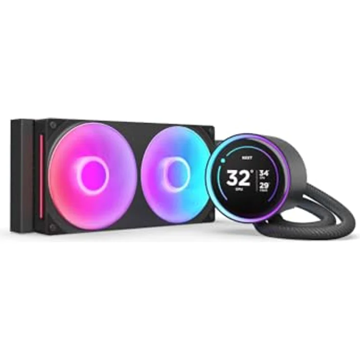 NZXT Kraken Elite 240 RGB - AIO CPU-Flüssigkeitskühler - 240mm Radiator - F240 RGB Core-Lüfter - Anpassbares 2,72“ IPS-LCD - Turbine Pump - Intel LGA 1700, 1200/115X, 1851 - AMD AM5, AM4 - Schwarz – Bild 1