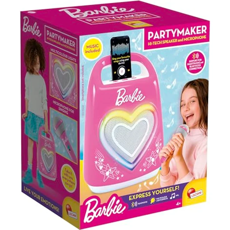 Lisciani Barbie Party - Partymaker, tragbarer Bluetooth-Lautsprecher für Kinder, pink und weiß – Bild 2