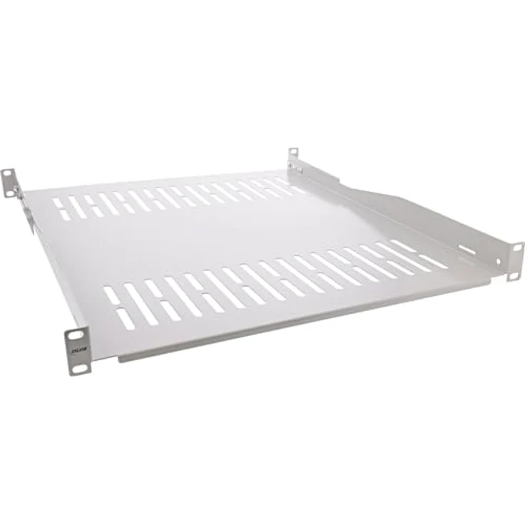 InLine 19" Fachboden, 550mm, 50kg, 1HE, RAL 7035 grau - Strapazierfähiger Server-Zubehör Fachboden aus hochwertigem SPCC-Stahl – Bild 1