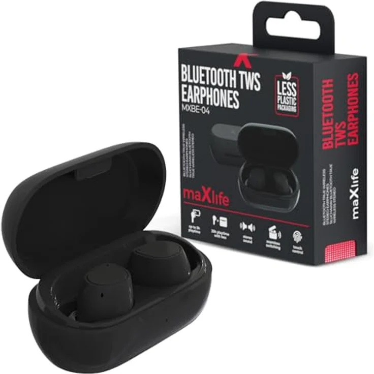 FOREVER Maxlife MXBE-04 TWS, Kabellose Bluetooth 5.3 In-Ear Ohrhörer mit Touch-Steuerung und Tragbarem Ladecase, Schwarz – Bild 8
