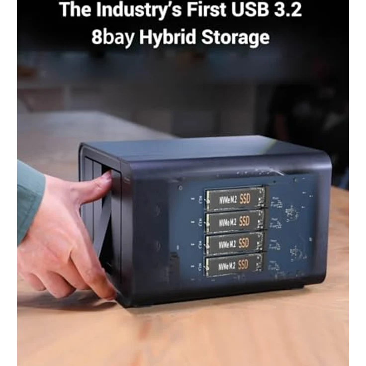 TERRAMASTER D8 Hybrid HDD NVMe Gehäuse USB 3.2 Gen 2 10Gbps Typ C 8Bay USB Storage Unterstützt RAID 0/1/Einzel/JBOD Exklusiv 2+6 RAID Hybrid Disk Array (Diskless) - Innovatives Hybrid-Gehäuse mit 128TB Speicherplatz – Bild 4