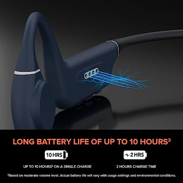 Creative Outlier Free Pro+ kabelloser, wasserdichter Bone-Conduction-Kopfhörer mit verstellbaren Wandlern, integrierter 8GB MP3, bis zu 10 Stunden Akkulaufzeit, integriertes Mikrofon (Blau und Orange) – Bild 5