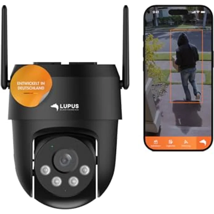 Lupus Electronics LE213 Alarmkamera, 3 MP mit KI-Objektverfolgung, WLAN 6, Täteransprache, Flutlicht und Sirene, schwarz – Bild 1