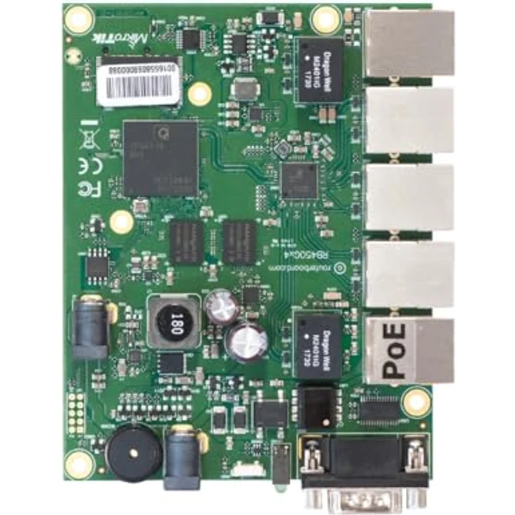 MikroTik RB450Gx4, RouterBOARD mit Quad-Core 716 MHz CPU, 1 GB RAM, 5x Gigabit-LAN, Grün – Bild 1