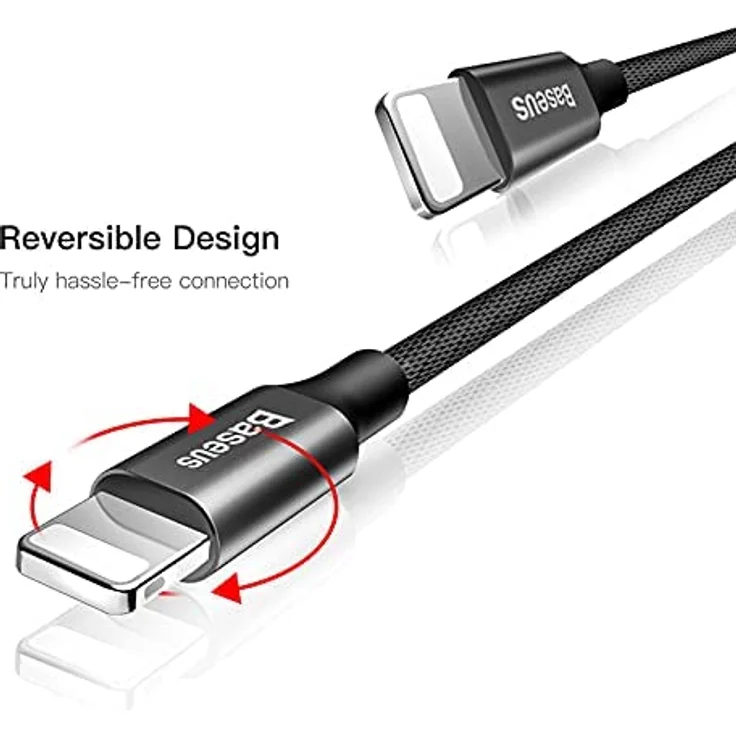 Baseus Yiven 120 cm Ladekabel 2 A Schnelle und Daten-Kabel geflochtene Metall Aluminium Anschluss USB auf Lightning (iPhone)-schwarz – Bild 5
