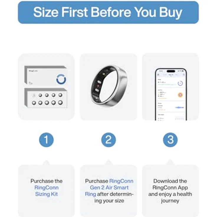 RingConn Gen 2 Air, Ultra-schmaler AI-Smart Ring, 10-Tage Akkulaufzeit, Schlaf/Stress/HR-Tracker, IP68 wasserdicht, Galaxie Silber – Bild 2