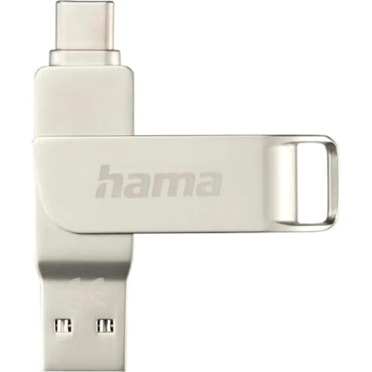 Hama USB-Stick C-Rotate Pro, USB-C 3.1/3.0, 128GB, 100MB/s, Silber – Bild 1