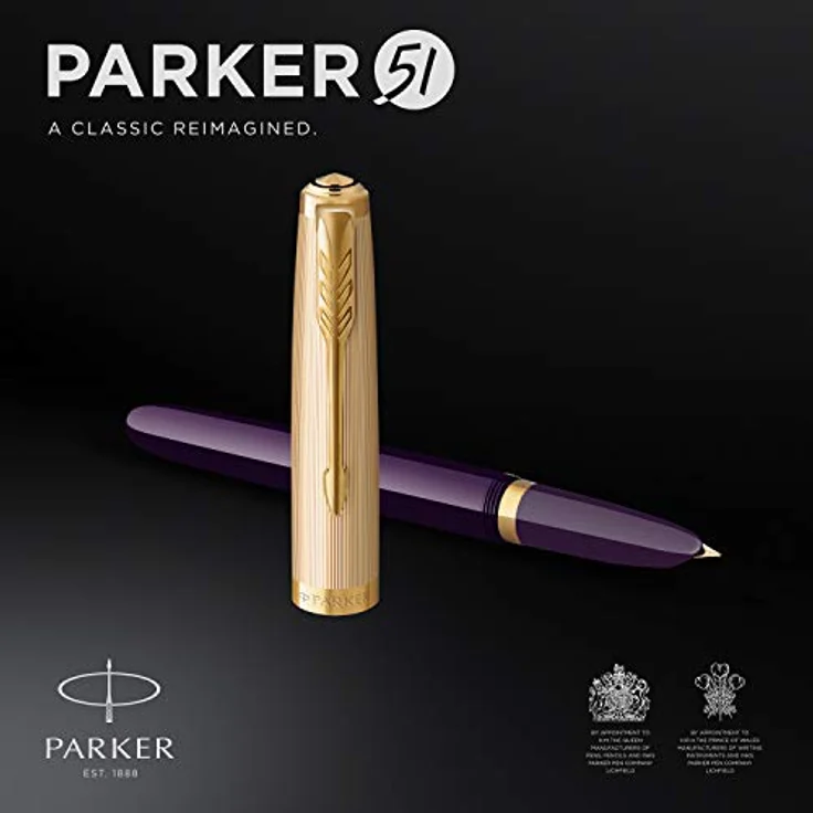 PARKER Füller 51, Füllfederhalter mit 18K Goldfeder, pflaumenblauer Schaft, Geschenkbox – Bild 2