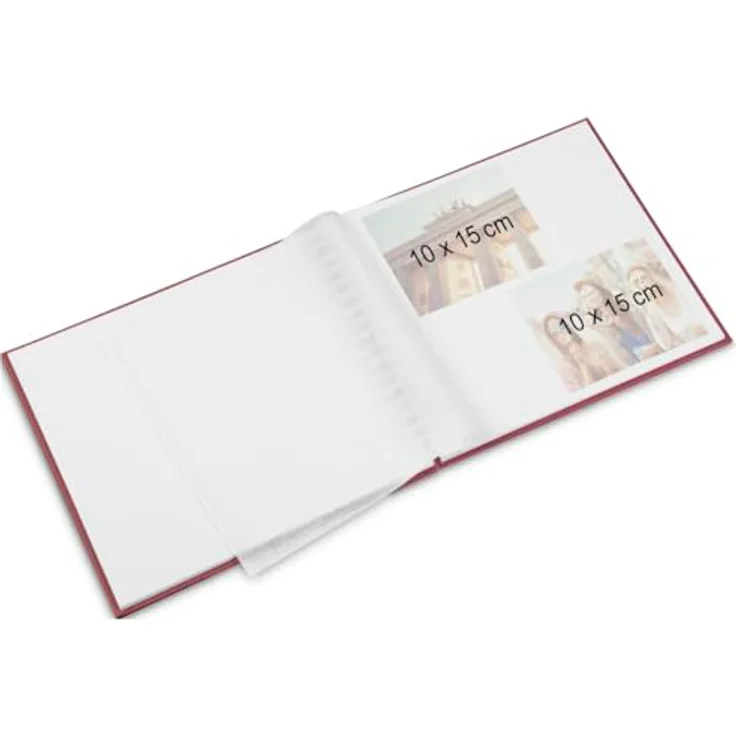 Hama Fotoalbum, 28 x 24 cm, 50 weiße Seiten, 25 Blatt, mit Ausschnitt für Bildeinschub, Fotobuch schwarz – Bild 4