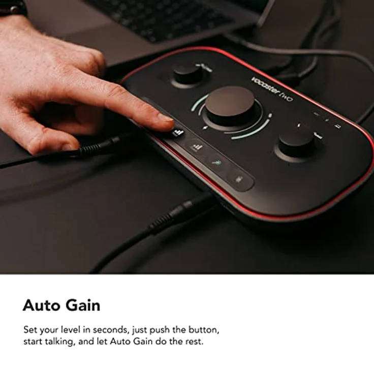 Focusrite Vocaster Two – Podcast-Audio-Interface für Aufnahmen von Moderator und Gast. Mit zwei Mikrofoneingängen und zwei Kopfhörerausgängen sowie Auto Gain, Enhance und Mute-Funktion. – Bild 4