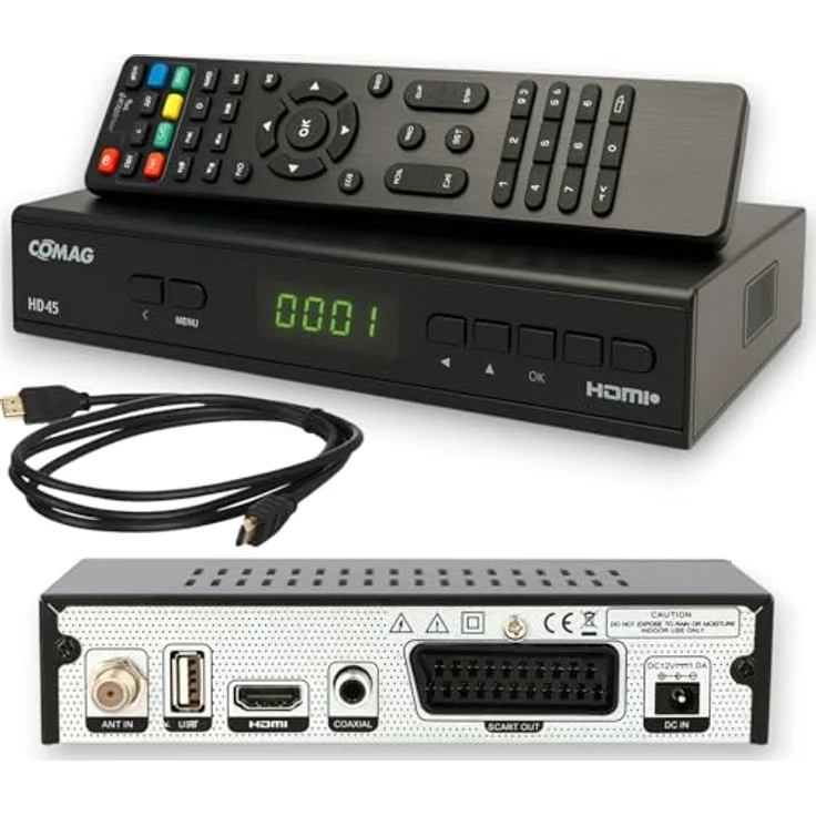 Comag HD45 Digitaler HD Sat Receiver, FULL HD, HDTV, DVB-S2, HDMI, SCART, PVR-Ready, USB 2,0, inkl, HDMI Kabel, schwarz – Bild 2
