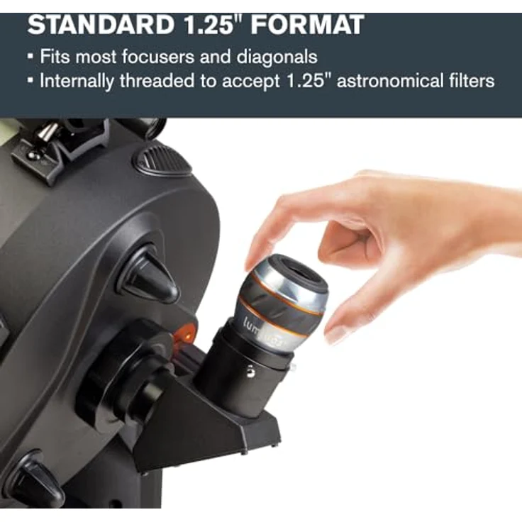 Celestron Ocular Luminos 1.25´´ 7 mm Mikroskoplinse, 82° Sichtfeld, komplett mehrfachvergütet, Silber – Bild 9