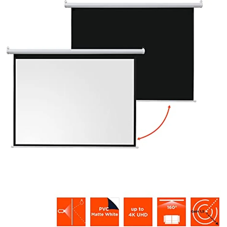 Celexon basic line Motorleinwand 240 x 180cm,Leinwand Format 4:3, Heimkino Leinwand, Beamerleinwand, – Bild 6