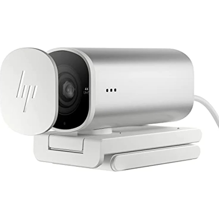 HP 960 4K Streaming Webcam | 4K UHD Auflösung | 60 FPS | 100° Sichtfeld | 360° schwenkbar | KI unterstützt | Autofokus | HDR | 2 Dual-Mikrofone| USB-A | magnetische Abdeckung | silber – Bild 1