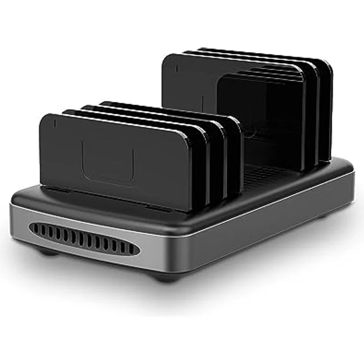 Lindy 73436 6 Port USB Ladestation, Aluminium, Kunststoff, Schwarz/Grau, USB Power Delivery 3.1, Qualcomm Quick Charge 3.0/4.0, Samsung AFC, Apple Charging Protocol – Bild 2