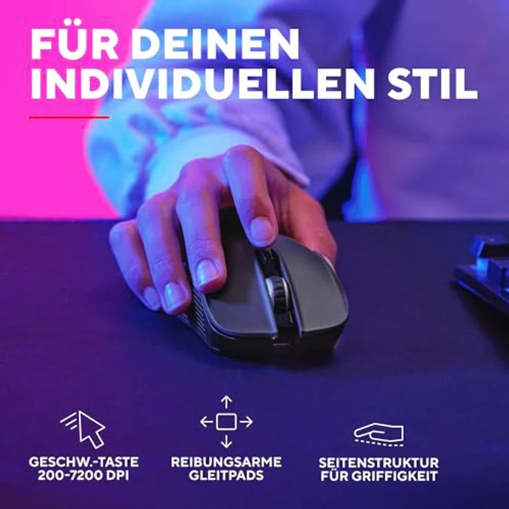 Trust GXT931 YBAR MULTI, Kabellose Gaming-Maus mit 7200 DPI, ergonomisch für Rechtshänder, Schwarz – Bild 5