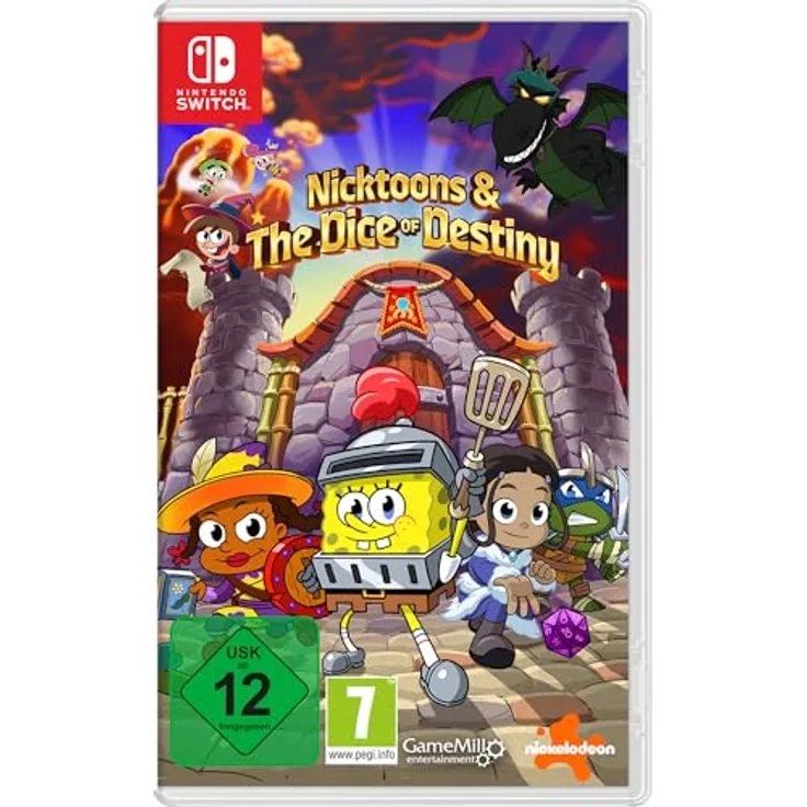 Game Mill Nicktoons & The Dice of Destiny, Nintendo Switch Spiel mit actiongeladenen Kämpfen, Einzel- und Koop-Modus für bis zu 4 Spieler, fantasievolle Nickelodeon-Welten.