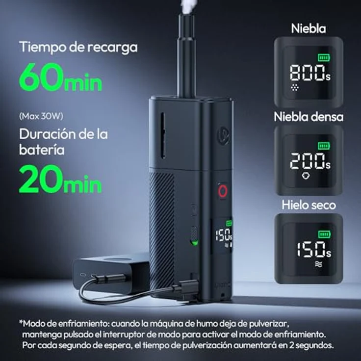 Ulanzi FM02 FILMOG X Tiny Fog Machine, tragbare Nebelmaschine mit 30 Watt Leistung, 20 Minuten Akkulaufzeit und Typ-C Ladefunktion, inklusive Tragetasche – Bild 3