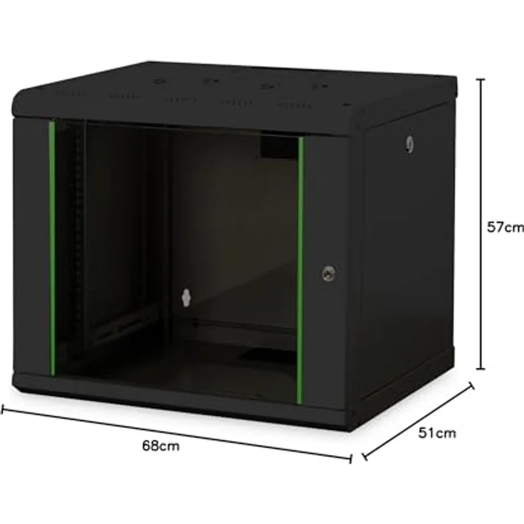 DIGITUS Netzwerk-Schrank 19 zoll 9 HE - Wandmontage - 450 mm Tiefe - Traglast 100 kg - Unique Serie - Glastür - Schwarz – Bild 5