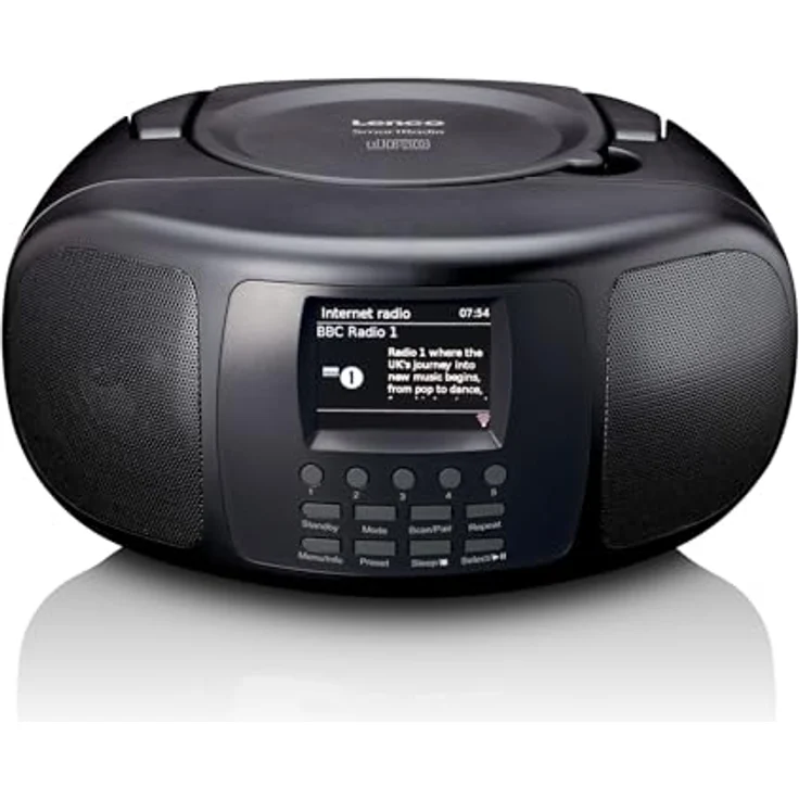 Lenco SCD-6000BK Tragbares Internetradio mit DAB+/FM, Bluetooth, CD-Player und 2,4-Zoll TFT-LCD-Farbdisplay, Dualband-WLAN, Stereo-Sound - schwarz – Bild 2