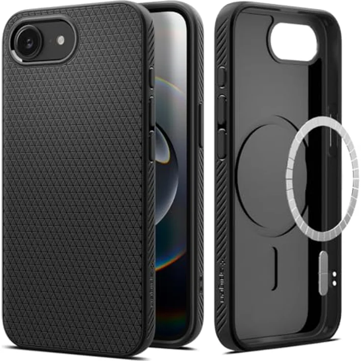 Spigen iPhone 16e Hülle Liquid Air MagFit Case [rutschfest] - Matte Black – Bild 1