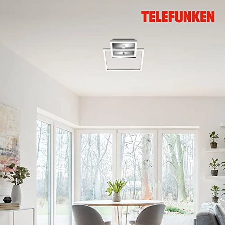 TELEFUNKEN LED Deckenleuchte mit Bewegungsmelder, Dauerlichtfunktion, warmweiße Lichtfarbe, 20 Watt, 1.500 Lumen, Chrom/Aluminiumfarbig – Bild 2