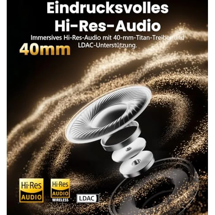 Edifier ES850NB, Kabellose Over-Ear-Kopfhörer mit Hybrid ANC, Hi-Res Audio Wireless, 92h Spielzeit, Bluetooth 5.4, KI-Geräuschunterdrückung, faltbar – Schwarz – Bild 2