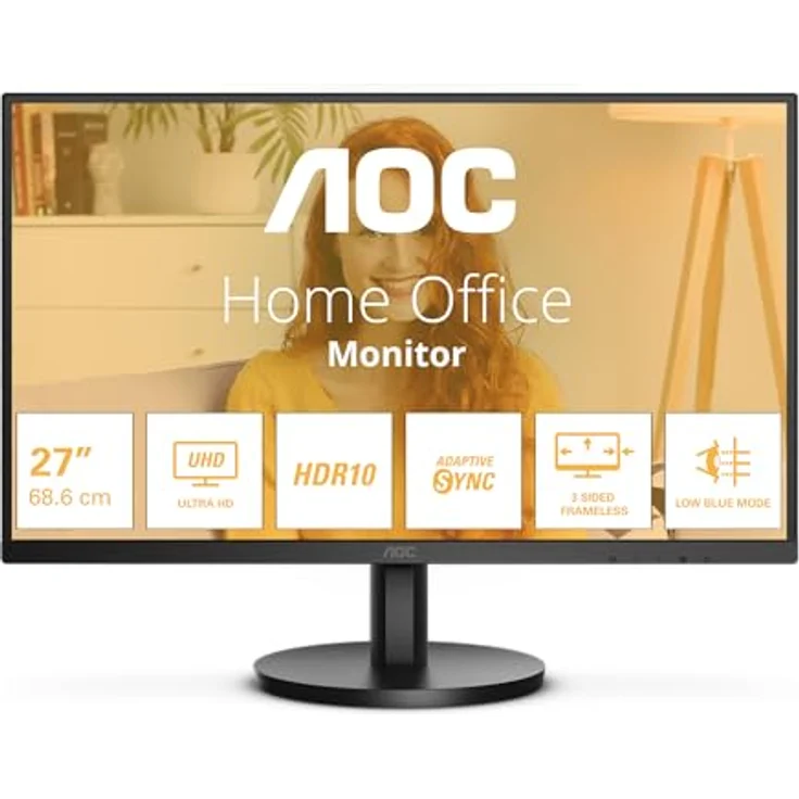AOC U27B3M 27 Zoll UHD Monitor, Lautsprecher, HDR10 (3840x2160, 4K, 60 Hz, 2X HDMI, DisplayPort) schwarz – Bild 2