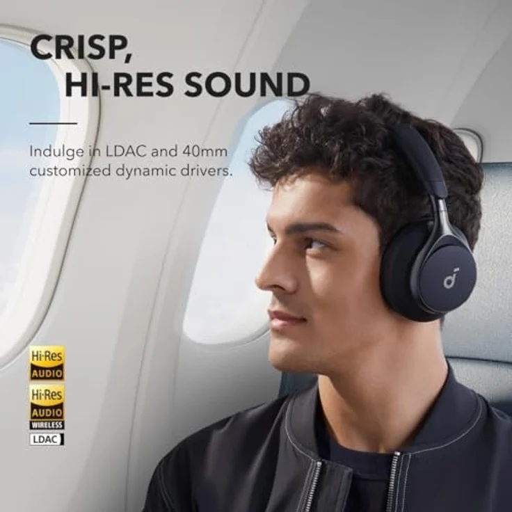 soundcore by Anker Space One, Kabellose Kopfhörer mit adaptivem Noise Cancelling, 40 Stunden Akkulaufzeit, Hi-Res Audio, Bluetooth 5.3 – Bild 4