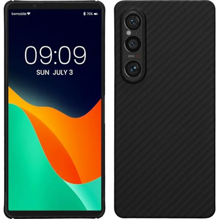 kalibri Schutzhülle kompatibel mit Sony Xperia 1 VI - Aramid Backcover - Schwarz matt, extrem fest und leicht