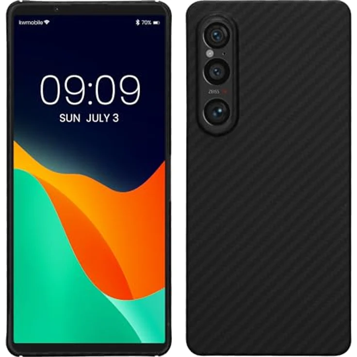 kalibri Schutzhülle kompatibel mit Sony Xperia 1 VI - Aramid Backcover - Schwarz matt, extrem fest und leicht – Bild 1