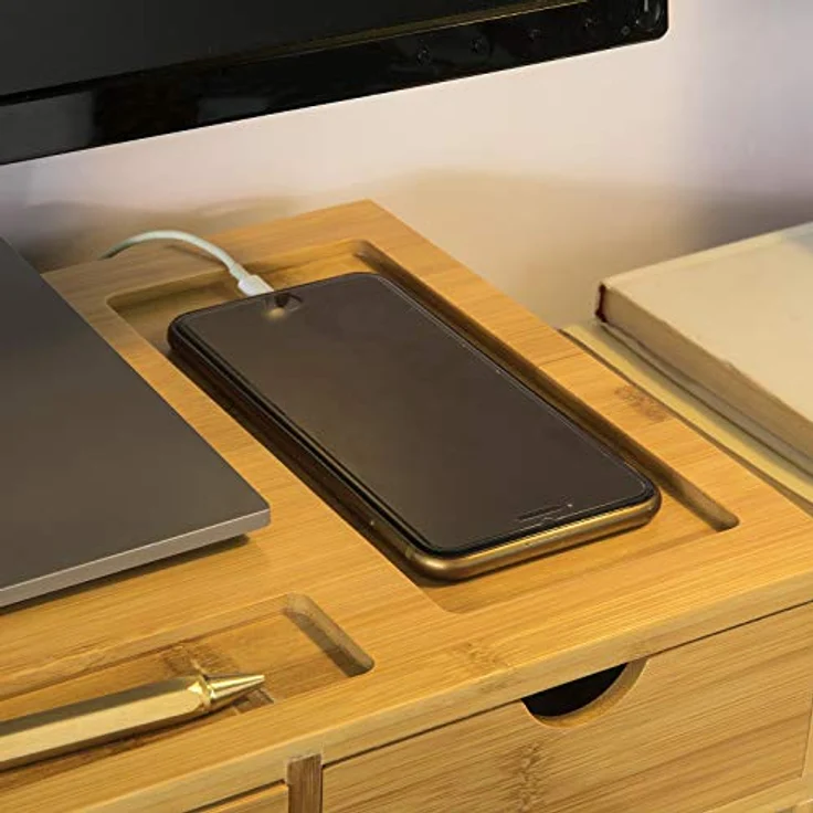 SoBuy Monitor-Halterung BBF03, Monitorständer aus Bambus, Natur, bis 25 kg belastbar, 51x11,5x25 cm – Bild 7