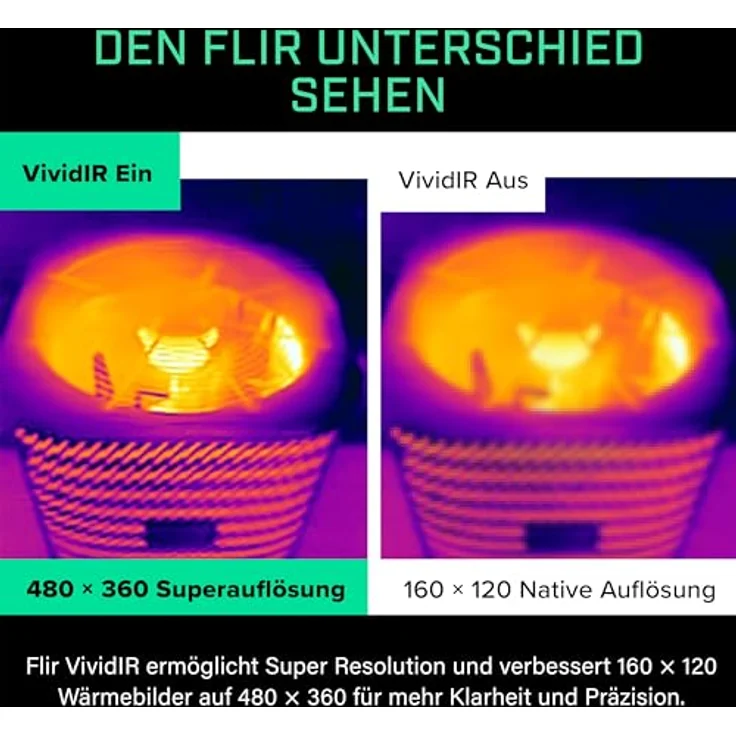 FLIR FP3IC Wärmebildkamera, Schwarz, 160 x 120 Pixel, thermische Empfindlichkeit 150 mK, USB-C, Akkulaufzeit bis 1 Stunde – Bild 4