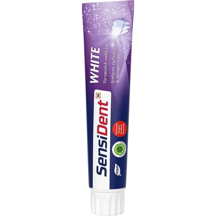 SensiDent Zahncreme White 125 ml – Sanfte Aufhellung, Kariesschutz, Fluorid, vegan, ohne Mikroplastik & Titandioxid