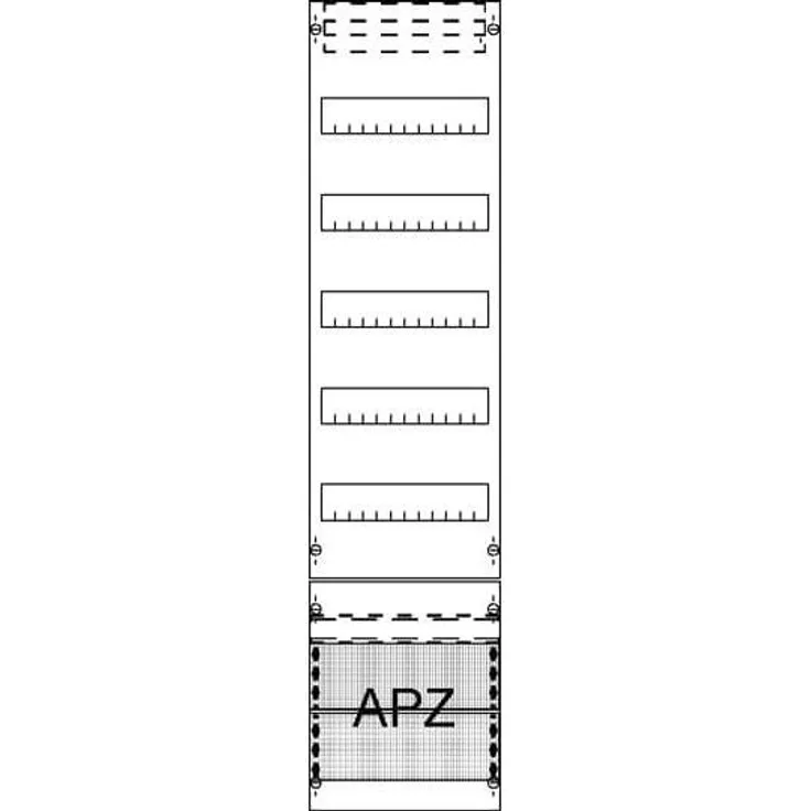 ABB Striebel & John Verteilerfeld m.APZ 7RE FV17A2, 1050 mm, unbestückt, 5 DIN-Schienen mit 12 Teilungseinheiten pro Schiene