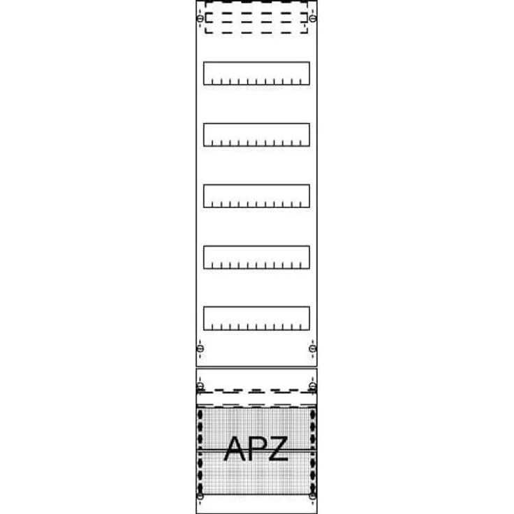 ABB Striebel & John Verteilerfeld m.APZ 7RE FV17A2, 1050 mm, unbestückt, 5 DIN-Schienen mit 12 Teilungseinheiten pro Schiene