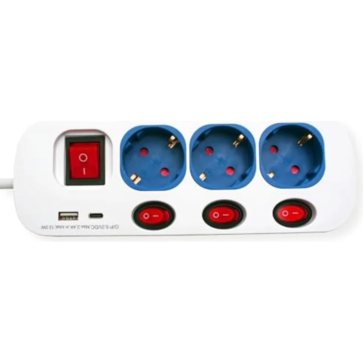 ROLINE 3-fach Steckdosenleiste mit Schalter (Kabellänge 1.5 m), + Fast Charger, 1x USB A+C, weiß – Bild 6